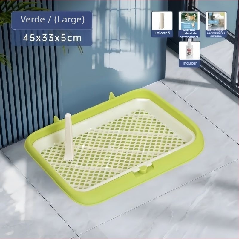 Litieră pentru câini din plastic – cu două niveluri, anti-stropire la urină, anti-pasare, pentru cățeluși, uz casnic