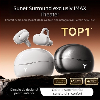 HM22 headset Bluetooth wireless cu clip pentru urechi, design clip, rază de 10 m, BT 5.4, baterie peste 8 ore, stereo