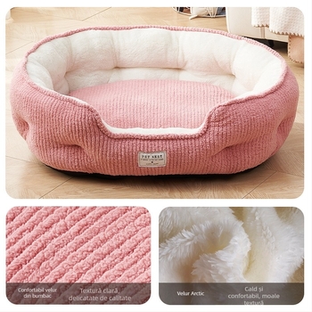 Cuib pentru animale de companie pentru câini și pisici — flanel, lavabil, fără montaj, cald pentru iarnă