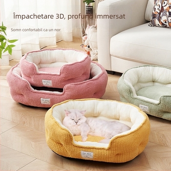 Cuib pentru animale de companie pentru câini și pisici — flanel, lavabil, fără montaj, cald pentru iarnă