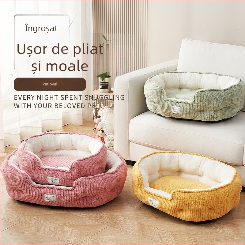 Cuib pentru animale de companie pentru câini și pisici — flanel, lavabil, fără montaj, cald pentru iarnă