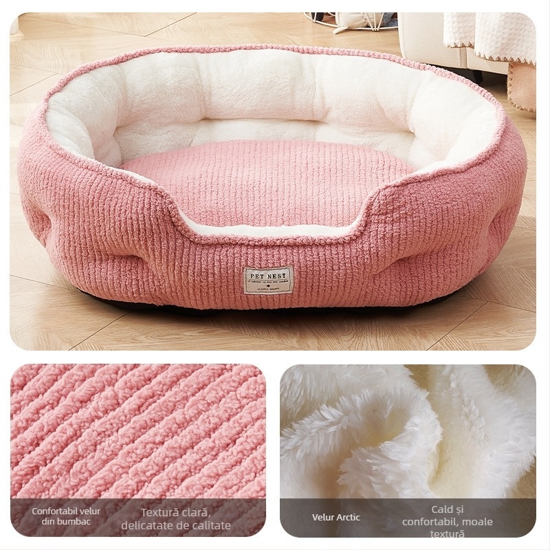 Cuib pentru animale de companie pentru câini și pisici — flanel, lavabil, fără montaj, cald pentru iarnă