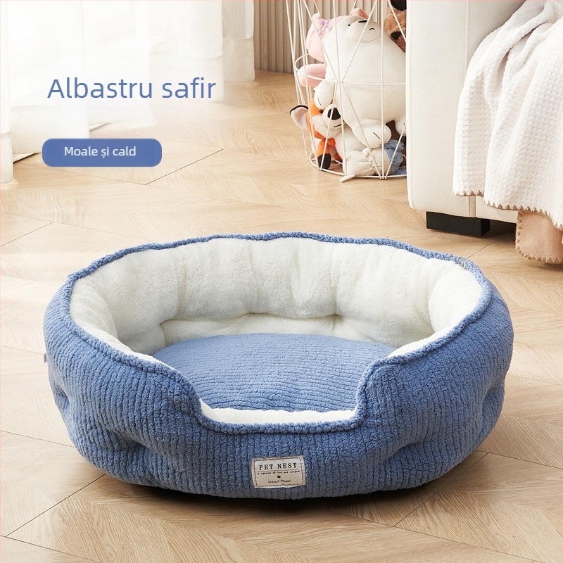 Cuib pentru animale de companie pentru câini și pisici — flanel, lavabil, fără montaj, cald pentru iarnă