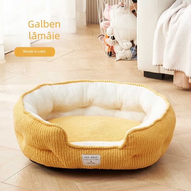Cuib pentru animale de companie pentru câini și pisici — flanel, lavabil, fără montaj, cald pentru iarnă