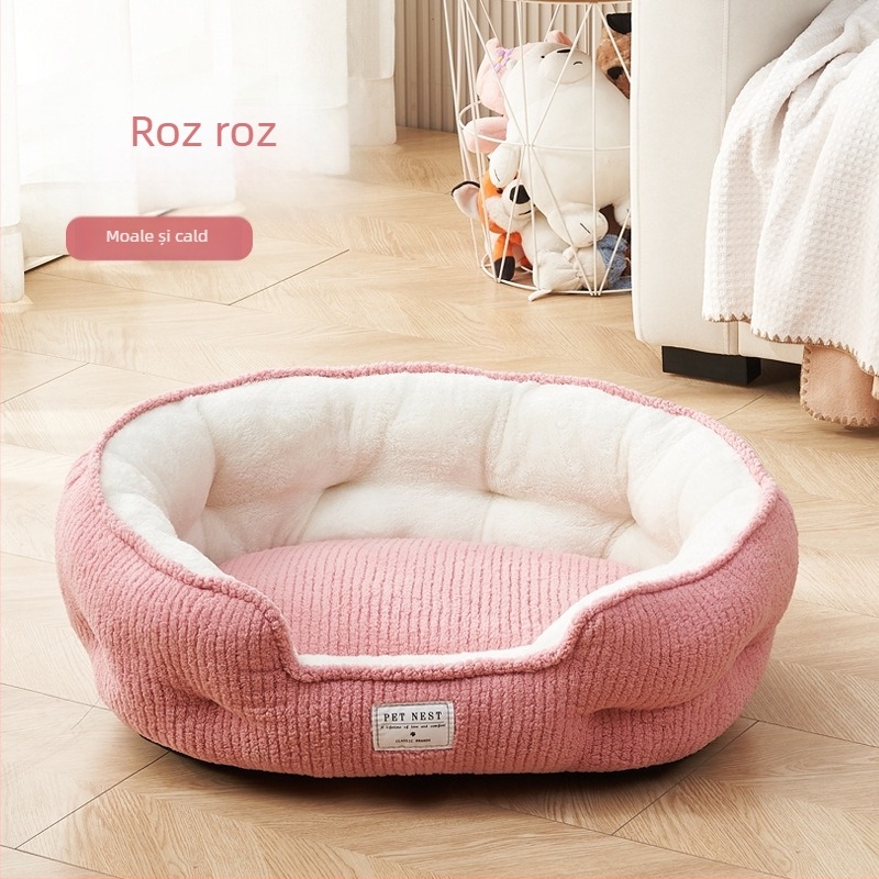 Cuib pentru animale de companie pentru câini și pisici — flanel, lavabil, fără montaj, cald pentru iarnă