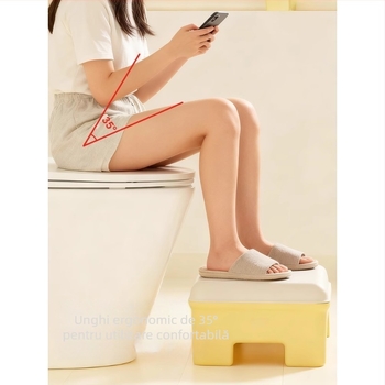 Scaun de toaletă din plastic îngroșat cu spațiu de depozitare de la Qiaofeng – suport pentru picioare nepliabil pentru baie