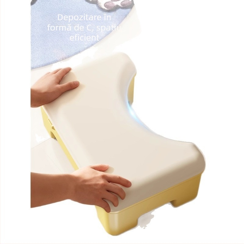 Scaun de toaletă din plastic îngroșat cu spațiu de depozitare de la Qiaofeng – suport pentru picioare nepliabil pentru baie