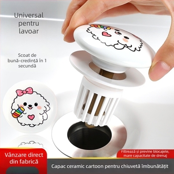 Dop de scurgere pentru chiuvetă cu design cartoon, tip pull-up, ABS+ceramică, formă P, model MPTTXKT001, brand Mi xiaomu