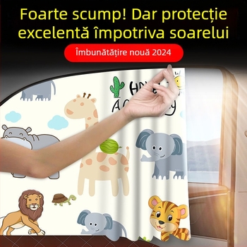 Umbră magnetică pentru mașină pentru geam lateral — stil desen animat, universală, agățată, poliester gros opac