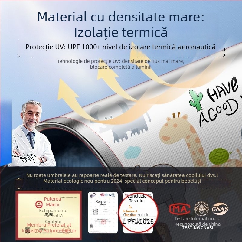 Umbră magnetică pentru mașină pentru geam lateral — stil desen animat, universală, agățată, poliester gros opac