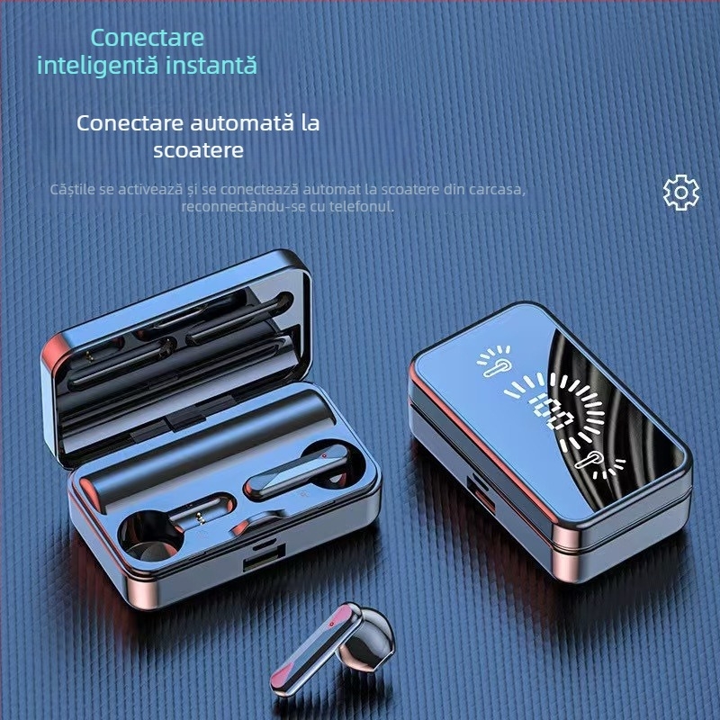 Căști Bluetooth S20 cu afișaj digital, anulare zgomot, Bluetooth 5.3, rază de 10 m