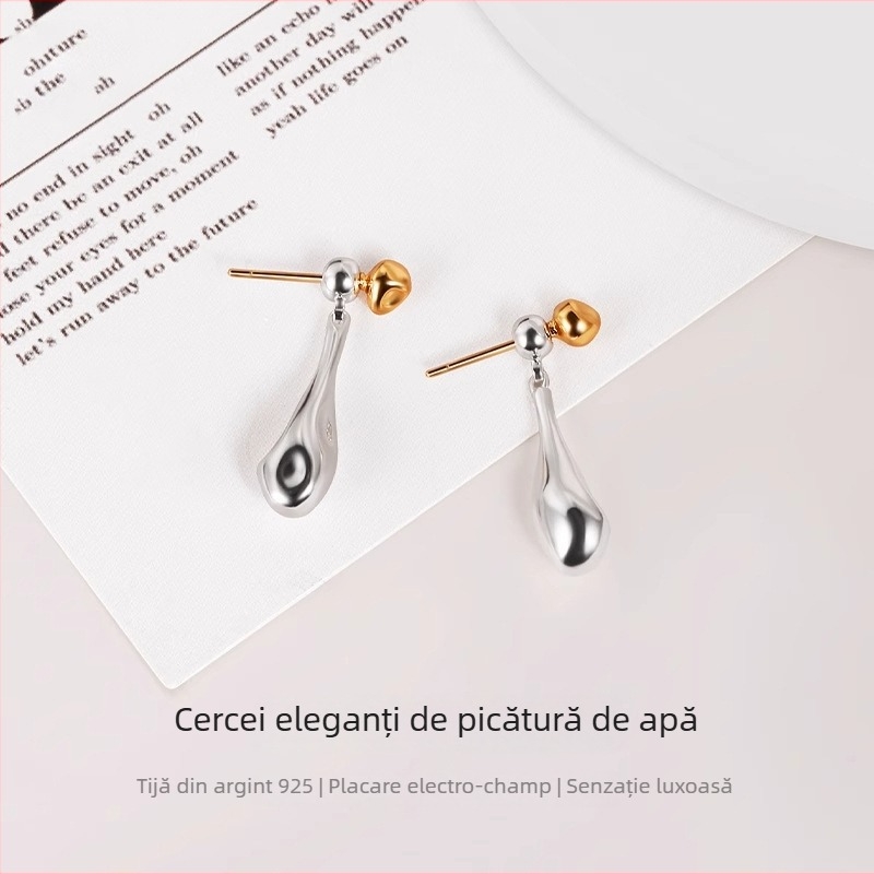 Cercei picătură din argint 925, design minimalist cu ciucuri, placare electroplată