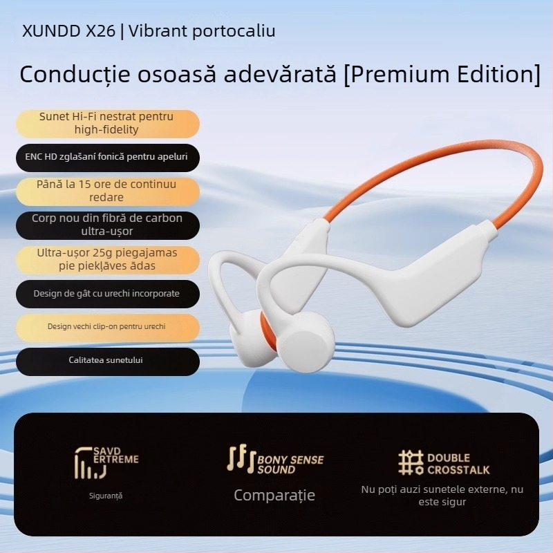 Căști Bluetooth cu conducție osoasă, rezistente la apă IPX6, Bluetooth 5.4, autonomie 4–8 ore, muzică și apeluri