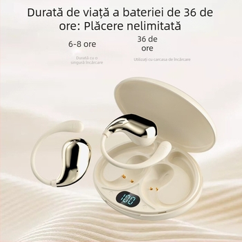 Căști cu conducție osoasă, fără fir, montate pe ureche – HiFi sunet, difuzor de 13 mm, răspuns în frecvență 20 Hz–20 kHz