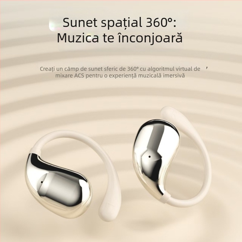Căști cu conducție osoasă, fără fir, montate pe ureche – HiFi sunet, difuzor de 13 mm, răspuns în frecvență 20 Hz–20 kHz