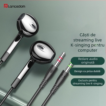 Langston V6 headset PC cu microfon, 3,5 mm, 20–20000 Hz, 32 Ω, cablu de 2 m