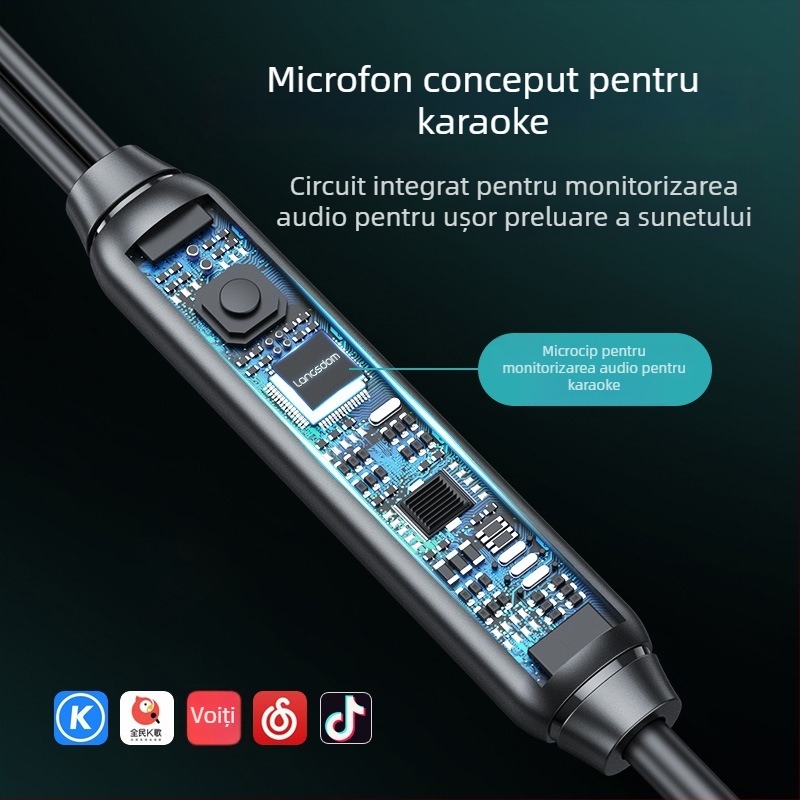 Langston V6 headset PC cu microfon, 3,5 mm, 20–20000 Hz, 32 Ω, cablu de 2 m