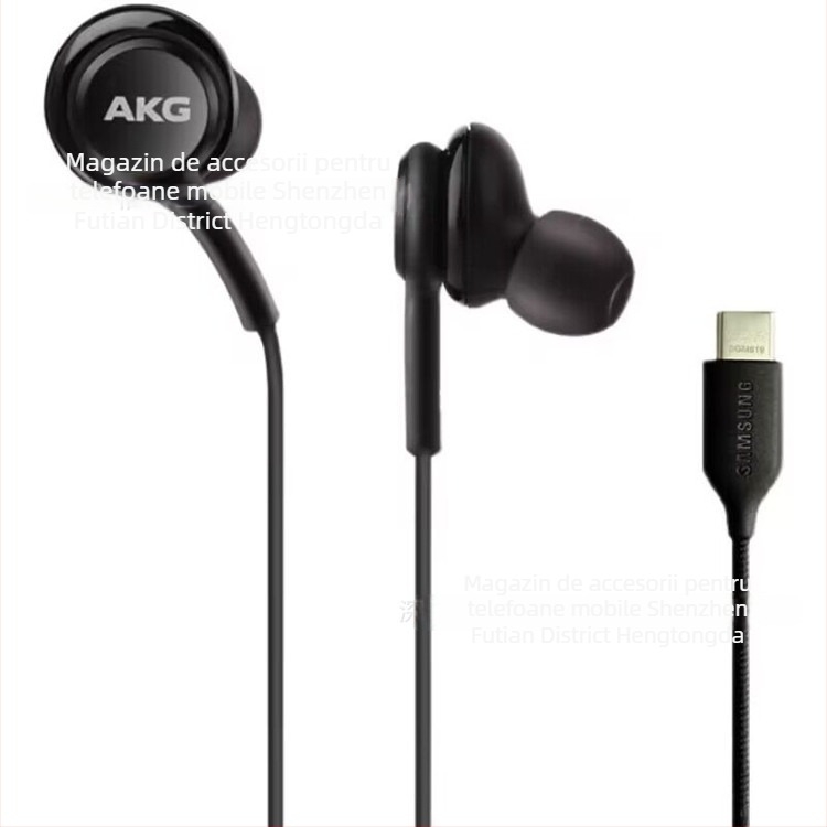 Căști intra-auriculare cu fir pentru Samsung S22 – originale AKG, compatibile S20/S21, sensibilitate 135 dB, cablu 120 cm