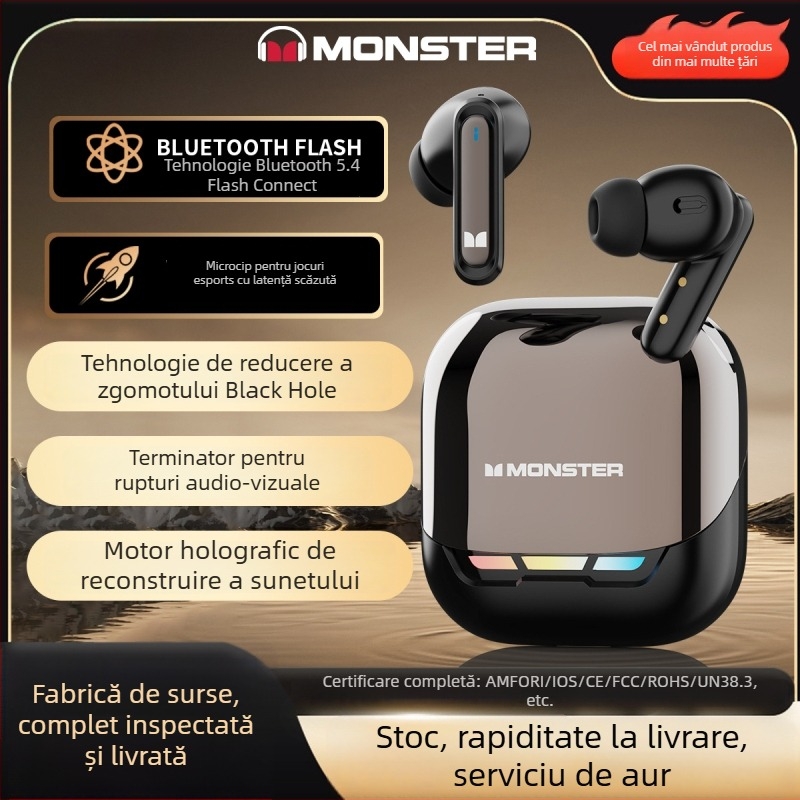 Căști wireless in-ear cu anulare a zgomotului, Bluetooth 5.4, difuzor 13 mm, autonomie 4–8 h