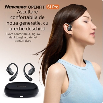 Căști cu conducție osoasă pentru Newman S1 Pro — design deschis pentru sport, Bluetooth 5.4, IPX5, autonomie baterie peste 8 ore