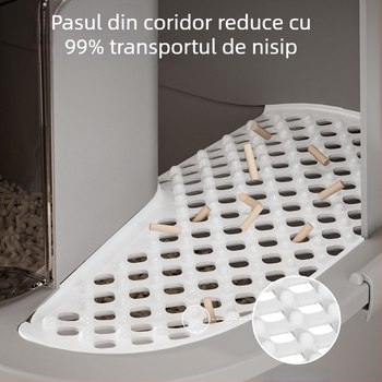 Lan Yue Cutie de nisip pentru pisici închisă, design de coridor complet închis, formă pătrată, material PP, potrivită pentru pisici până la 15 kg
