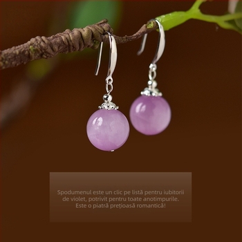 Cercei pentru femei - Kunzit - formă geometrică - vara 2025 - stil lux ușor