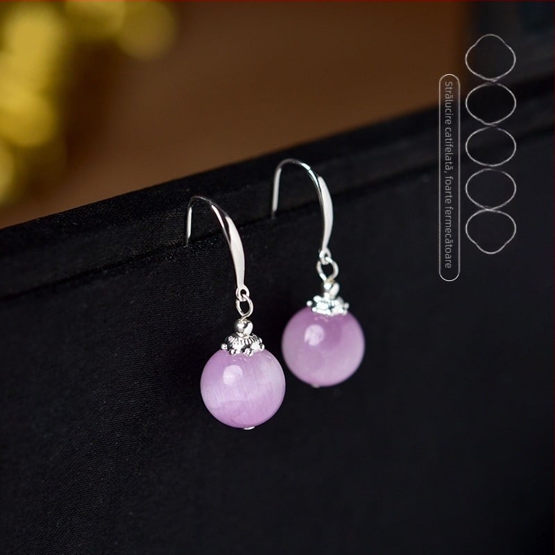 Cercei pentru femei - Kunzit - formă geometrică - vara 2025 - stil lux ușor