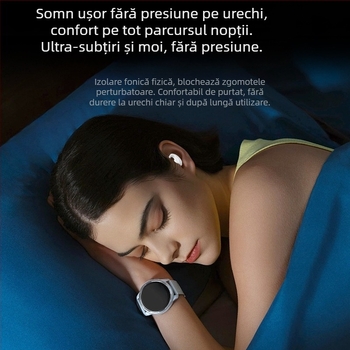 Căști Bluetooth in-ear pentru somn — IPX4, Bluetooth 5.3, rază de 10 m, stereo bilateral