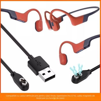 Încărcător magnetic personalizat pentru căști cu conducție osoasă OpenSwim Pro S710/S810, din cupru, include cablu de date și manual