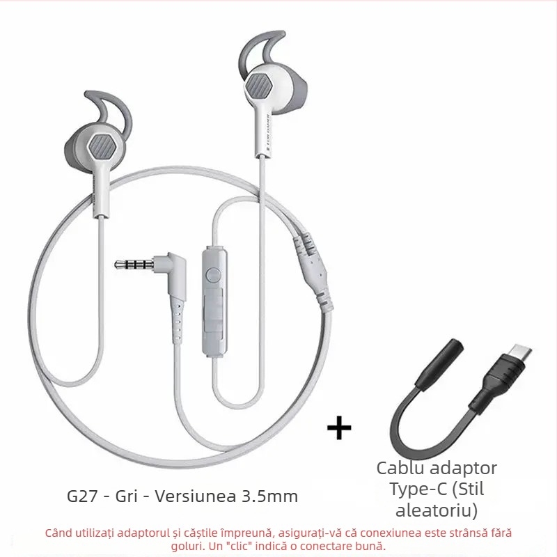 Căști de gaming in-ear cu driver de 10 mm, conector de 3,5 mm, cablu de 1,2 m, microfon, stil cyberpunk