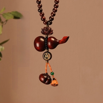 Pandantiv auto în stil chinezesc pentru oglinda retrovizoare – sandalwood, ornament interior modern cu lanț de mărgele