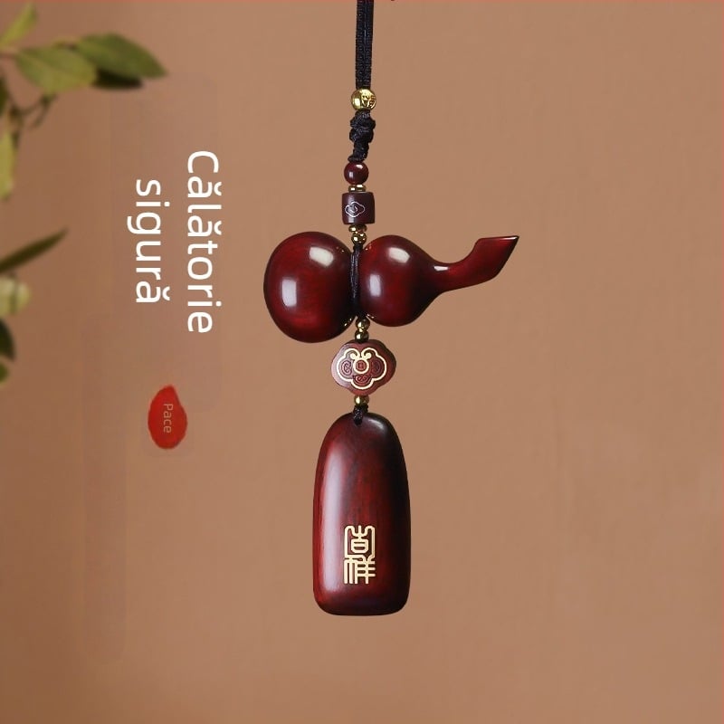 Pandantiv auto în stil chinezesc pentru oglinda retrovizoare – sandalwood, ornament interior modern cu lanț de mărgele