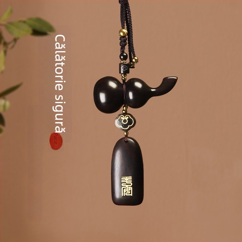 Pandantiv auto în stil chinezesc pentru oglinda retrovizoare – sandalwood, ornament interior modern cu lanț de mărgele