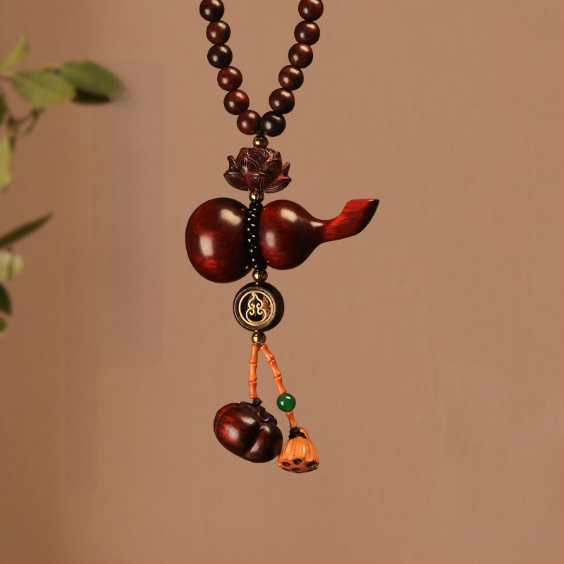 Pandantiv auto în stil chinezesc pentru oglinda retrovizoare – sandalwood, ornament interior modern cu lanț de mărgele
