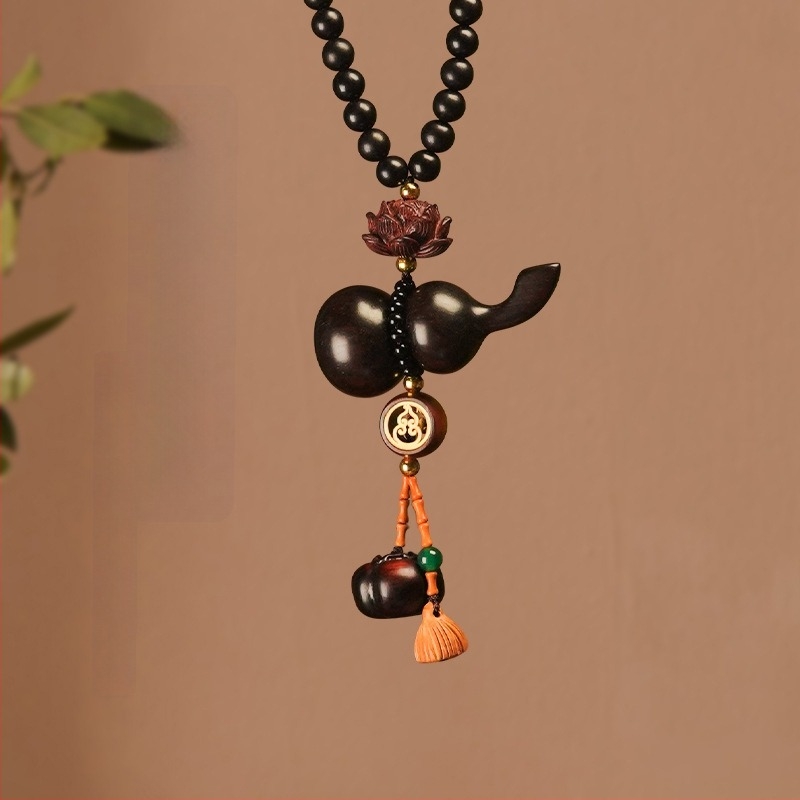 Pandantiv auto în stil chinezesc pentru oglinda retrovizoare – sandalwood, ornament interior modern cu lanț de mărgele