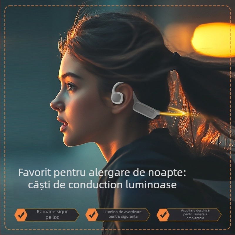 Gorsun căşti Bluetooth cu conductivitate prin aer, pentru urechi deschise, wireless adevărat, BT 5.4, IPX6, rază 15 m, autonomie >8 h
