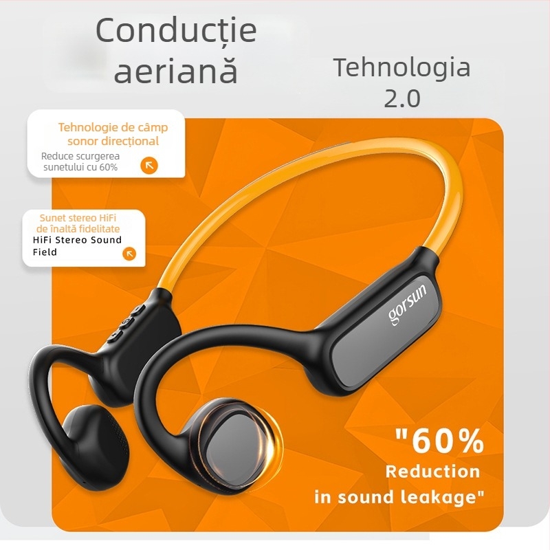 Gorsun căşti Bluetooth cu conductivitate prin aer, pentru urechi deschise, wireless adevărat, BT 5.4, IPX6, rază 15 m, autonomie >8 h