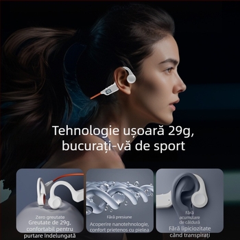 Căști G3 cu conductie osoasă pentru sport, afișaj digital, Bluetooth 5.3, IPX4, autonomie 4-8 ore, rază 15 m