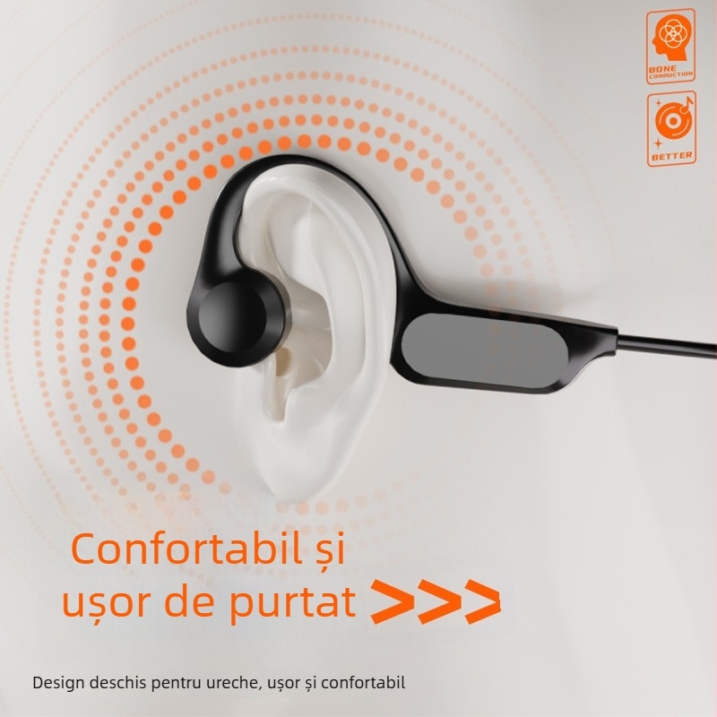 Căști G3 cu conductie osoasă pentru sport, afișaj digital, Bluetooth 5.3, IPX4, autonomie 4-8 ore, rază 15 m
