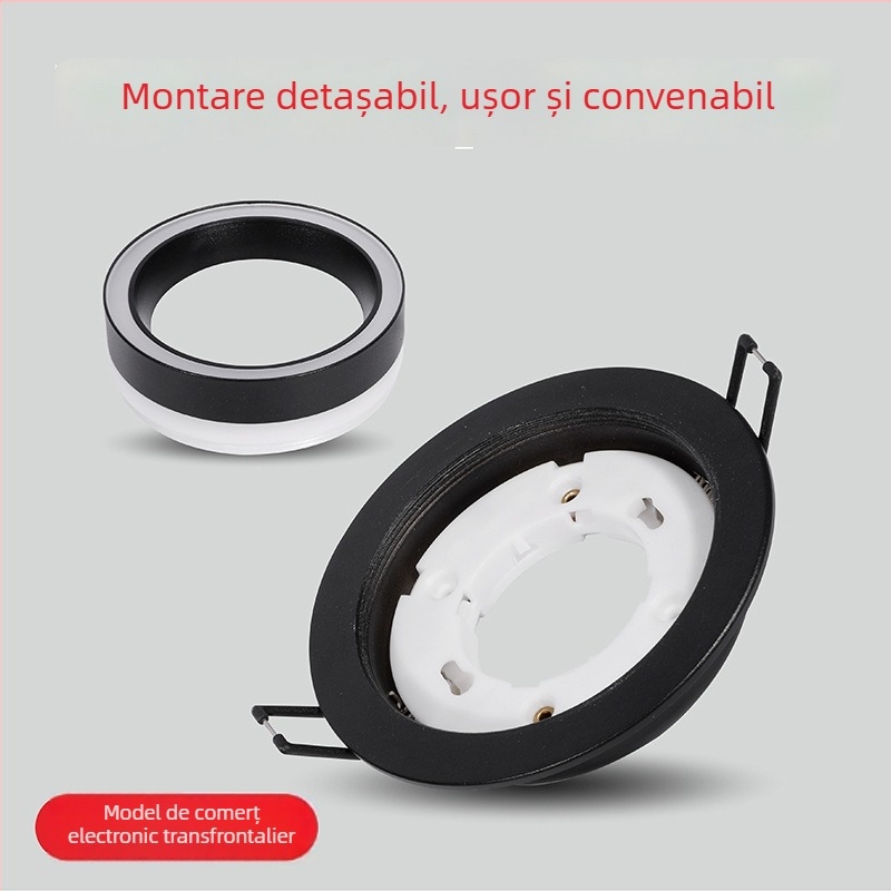 GX53 Spotlight încastrat, model 609, aluminiu și acrilic, finisaj cu pulbere, pentru uz casnic și comercial