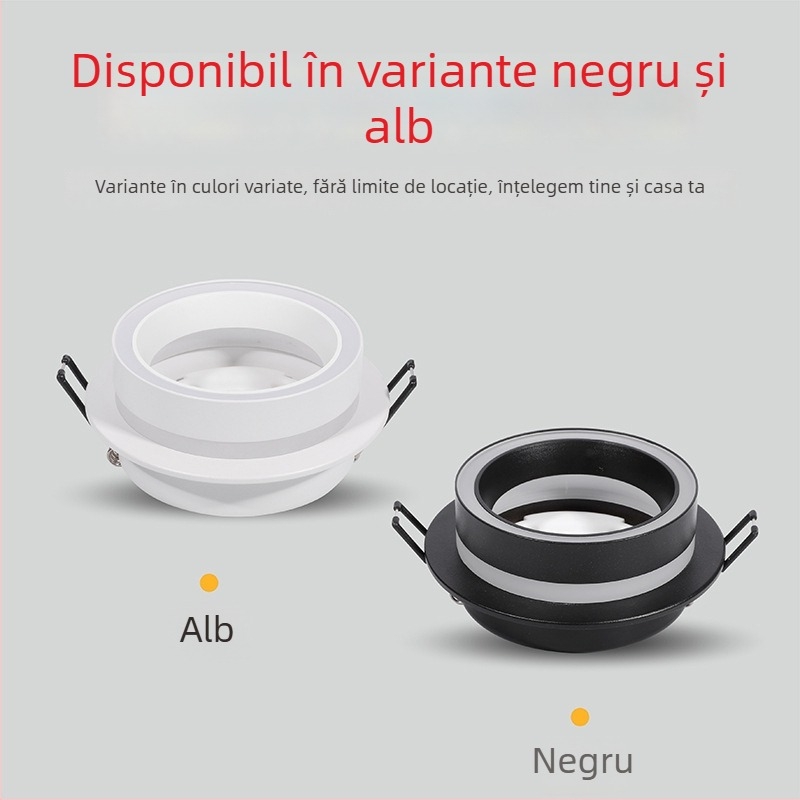 GX53 Spotlight încastrat, model 609, aluminiu și acrilic, finisaj cu pulbere, pentru uz casnic și comercial