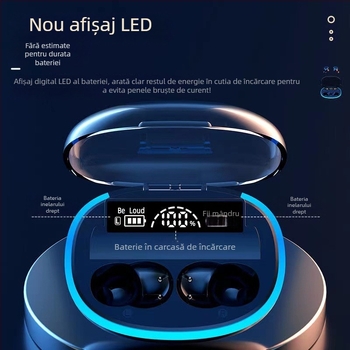Căști Bluetooth in-ear pentru gaming, versiunea 5.3, rază de 15 m, IPX5 rezistente la apă, afișaj digital al bateriei, autonomie 4–8 ore