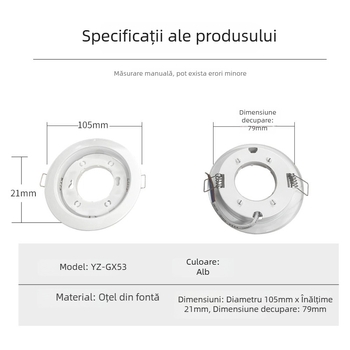 Kit LED pentru plafon încastrat, design anti-reflexie, carcasă COB, ultra-subțire, model YZ-GX53-SP03