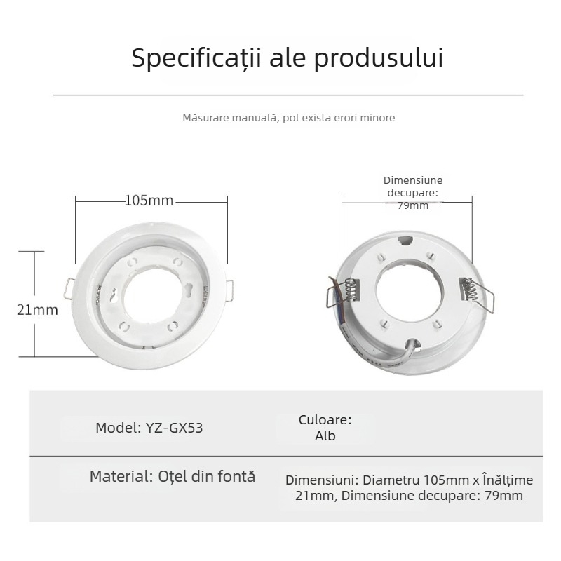 Kit LED pentru plafon încastrat, design anti-reflexie, carcasă COB, ultra-subțire, model YZ-GX53-SP03
