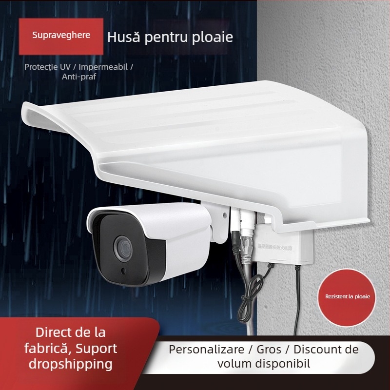 Protecție împotriva ploii pentru cameră de supraveghere — protecție împotriva ploilor, razelor de soare și prafului, model 1260, plastic, pătrat, accesorii: scut