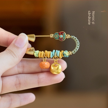 Broșă | Anul Calului, zodie, formă geometrică, cupru placat cu aur, electroplacare, unisex