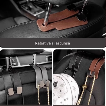 Cârlig de depozitare pentru bancheta din spate a mașinii, cârlig dublu ascuns, material ABS, ornament auto aromat