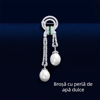 Broșă cu motiv retro în stil palat, bază de cupru, încrustări cu zirconiu, origine Yiwu, multifuncțională, design cu animale și frunze