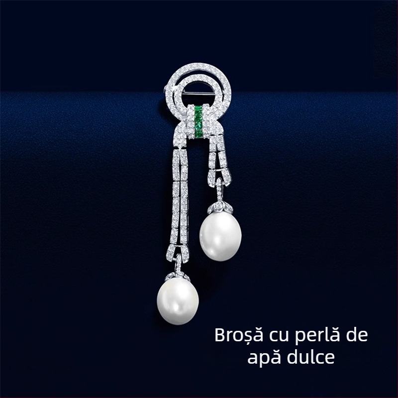 Broșă cu motiv retro în stil palat, bază de cupru, încrustări cu zirconiu, origine Yiwu, multifuncțională, design cu animale și frunze