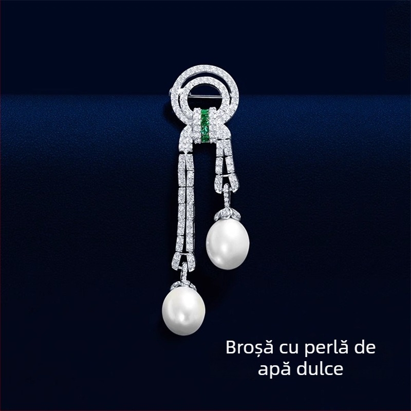 Broșă cu motiv retro în stil palat, bază de cupru, încrustări cu zirconiu, origine Yiwu, multifuncțională, design cu animale și frunze